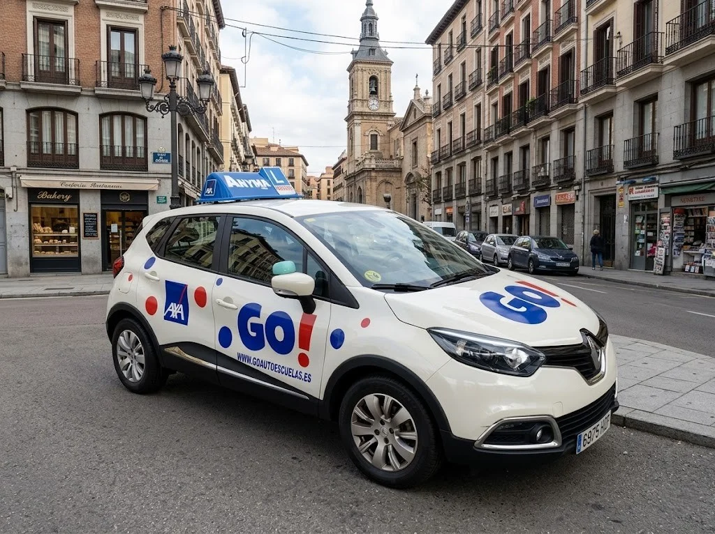 Coche de autoescuela en una calle española